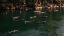 Boats on the Umngot River in Dawki
